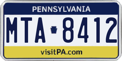 PA license plate MTA8412