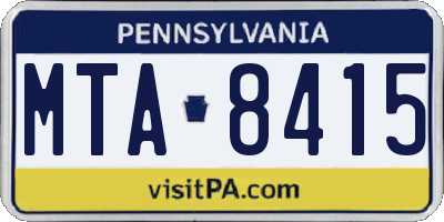 PA license plate MTA8415