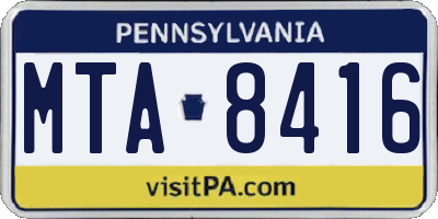 PA license plate MTA8416