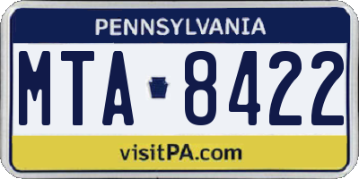 PA license plate MTA8422