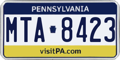 PA license plate MTA8423