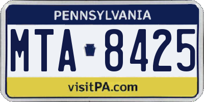 PA license plate MTA8425