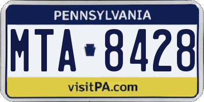 PA license plate MTA8428