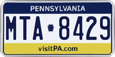 PA license plate MTA8429