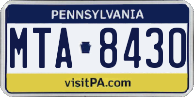 PA license plate MTA8430