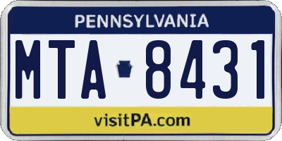 PA license plate MTA8431