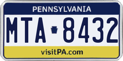 PA license plate MTA8432