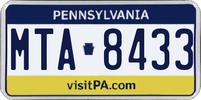 PA license plate MTA8433