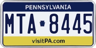 PA license plate MTA8445