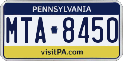 PA license plate MTA8450