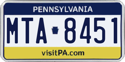 PA license plate MTA8451