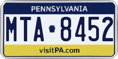 PA license plate MTA8452
