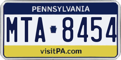 PA license plate MTA8454