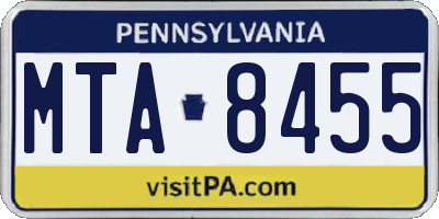 PA license plate MTA8455