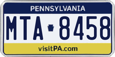 PA license plate MTA8458