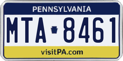 PA license plate MTA8461