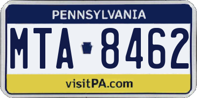 PA license plate MTA8462