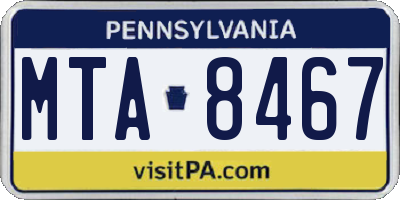 PA license plate MTA8467