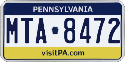 PA license plate MTA8472