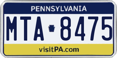 PA license plate MTA8475