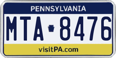 PA license plate MTA8476