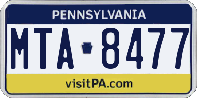 PA license plate MTA8477