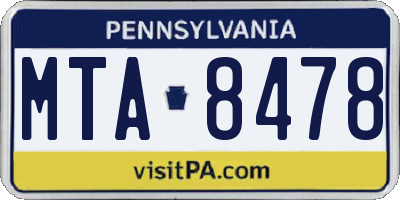 PA license plate MTA8478