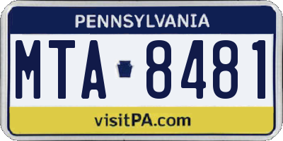 PA license plate MTA8481