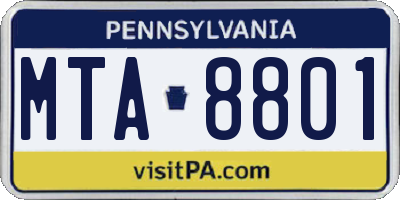 PA license plate MTA8801
