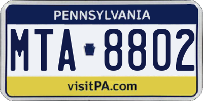 PA license plate MTA8802
