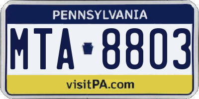PA license plate MTA8803