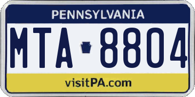 PA license plate MTA8804