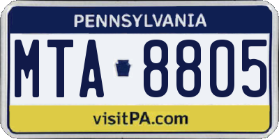 PA license plate MTA8805