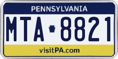 PA license plate MTA8821