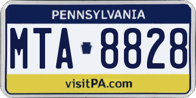 PA license plate MTA8828
