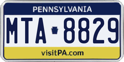PA license plate MTA8829