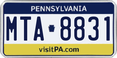 PA license plate MTA8831