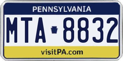 PA license plate MTA8832