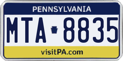 PA license plate MTA8835