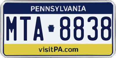 PA license plate MTA8838