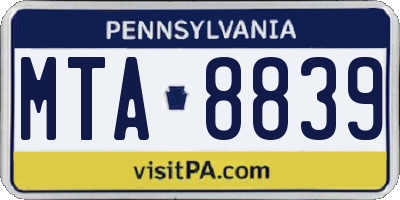 PA license plate MTA8839