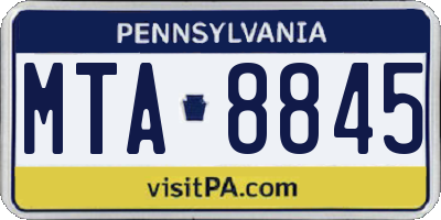 PA license plate MTA8845