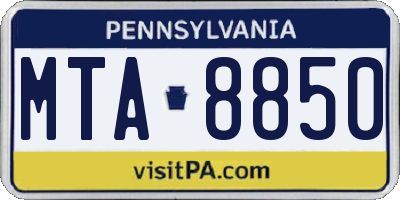 PA license plate MTA8850