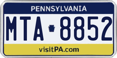 PA license plate MTA8852