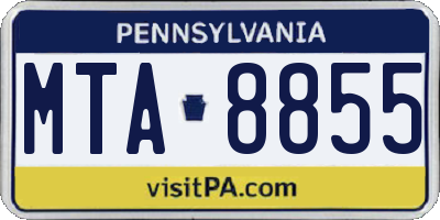 PA license plate MTA8855