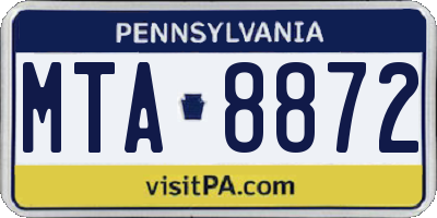 PA license plate MTA8872