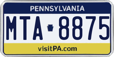PA license plate MTA8875