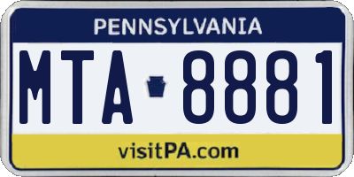 PA license plate MTA8881