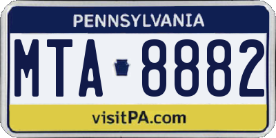 PA license plate MTA8882