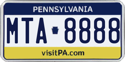 PA license plate MTA8888